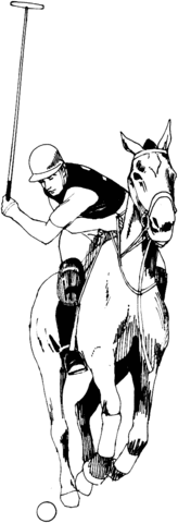 Polo Player Hitting The Ball Coloring Page